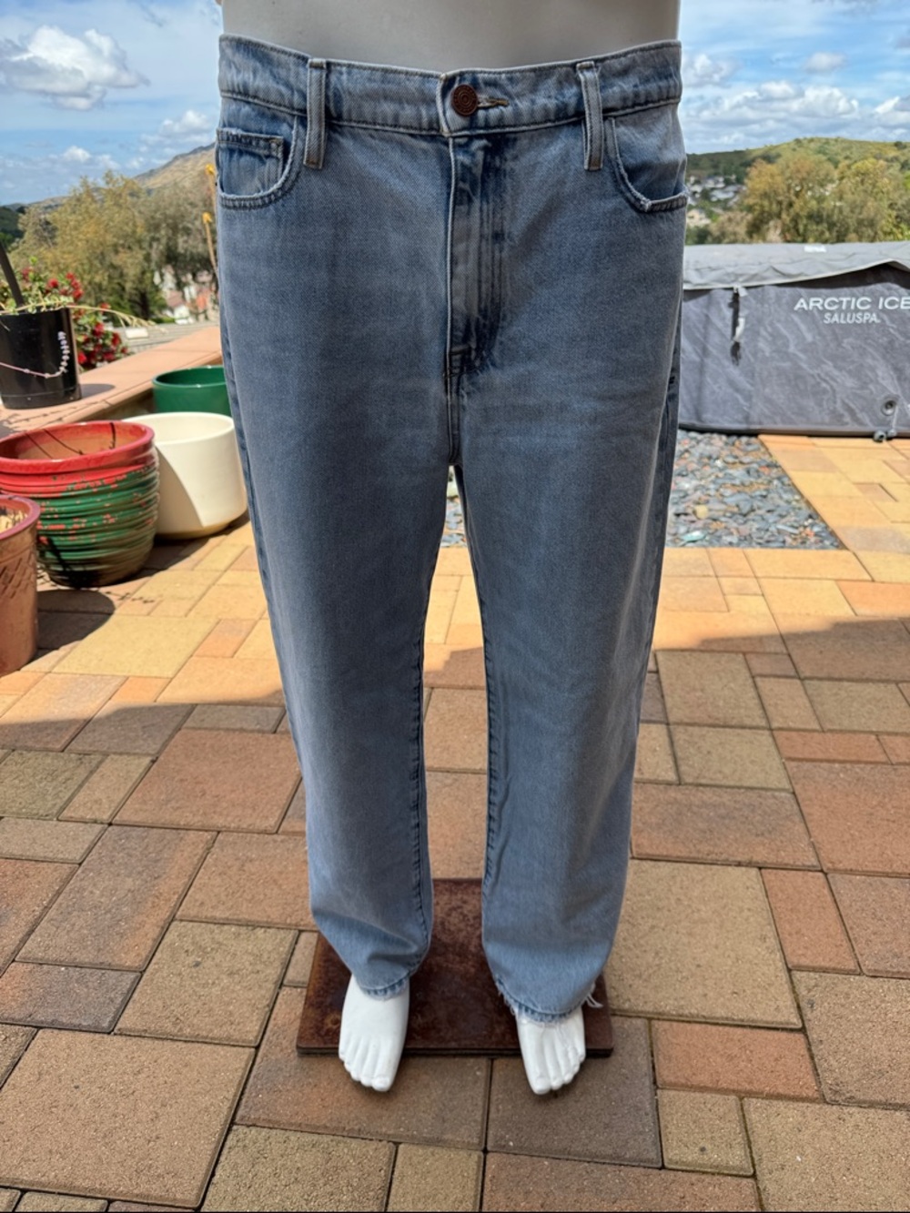 Frame Denim Relaxed Straight Jeans in Light Blue Wash Le Jane Ankle sz 31